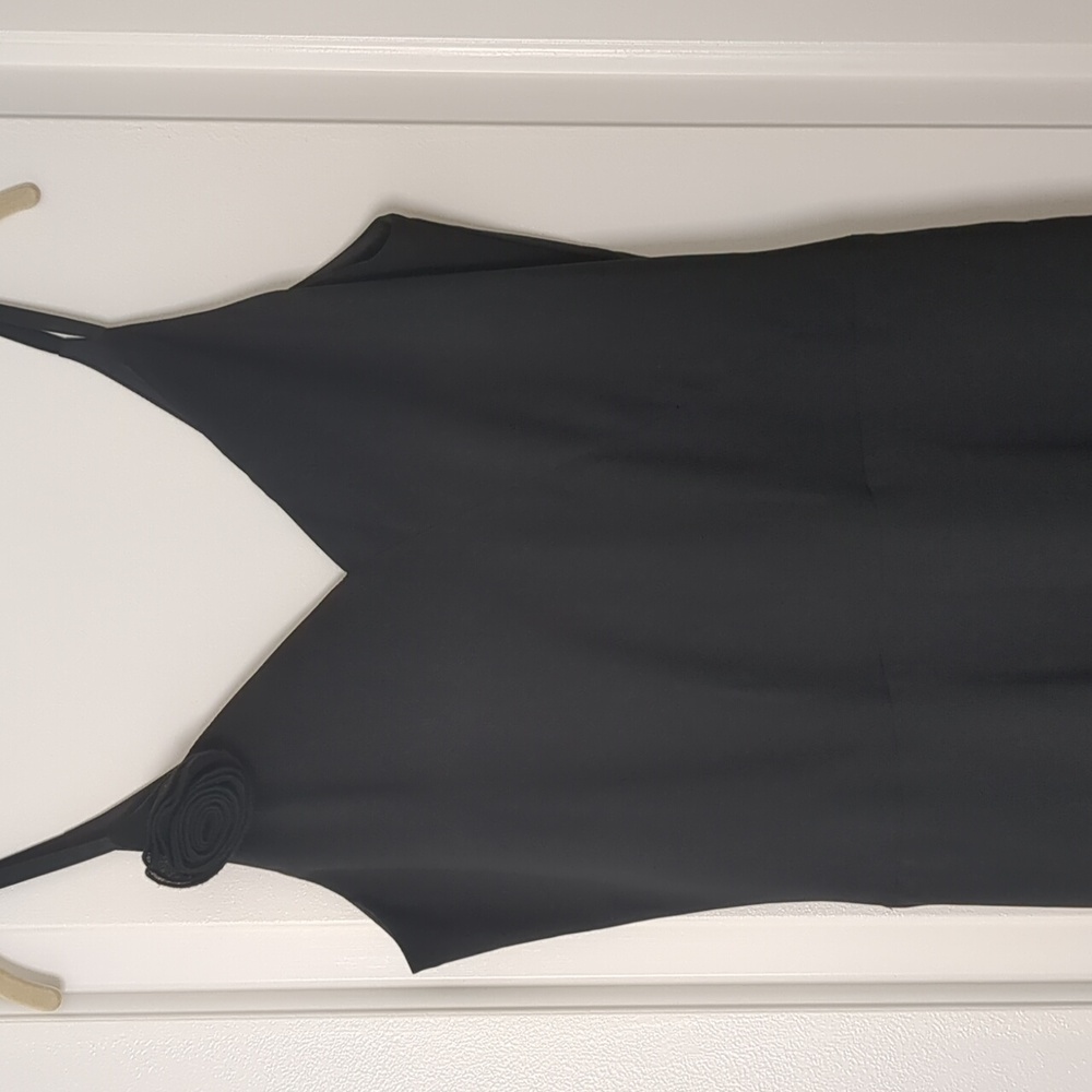 Vintage Kathie Lee Bias Cut Midi Black Dress With Rosette Women's 8/10 - Picture 2 of 6
